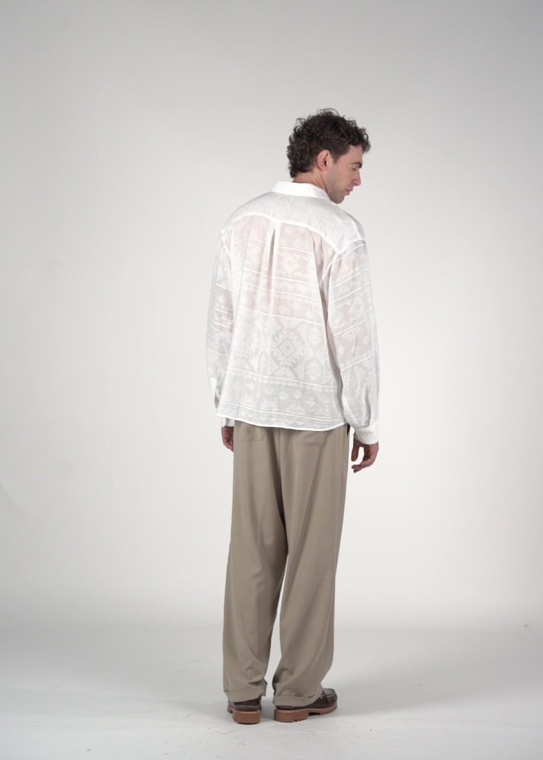 Pantalone loose fit beige