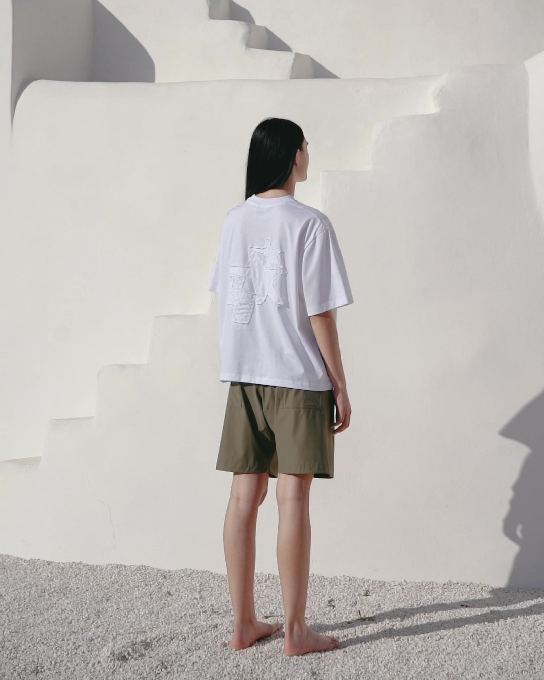 White embroidered tee