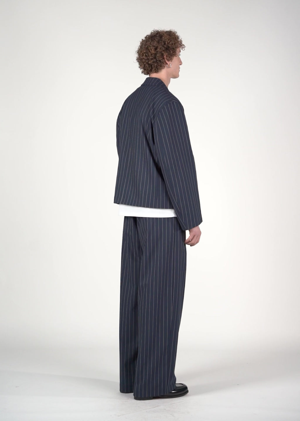 Pantalone baggy sartoriale gessato blu