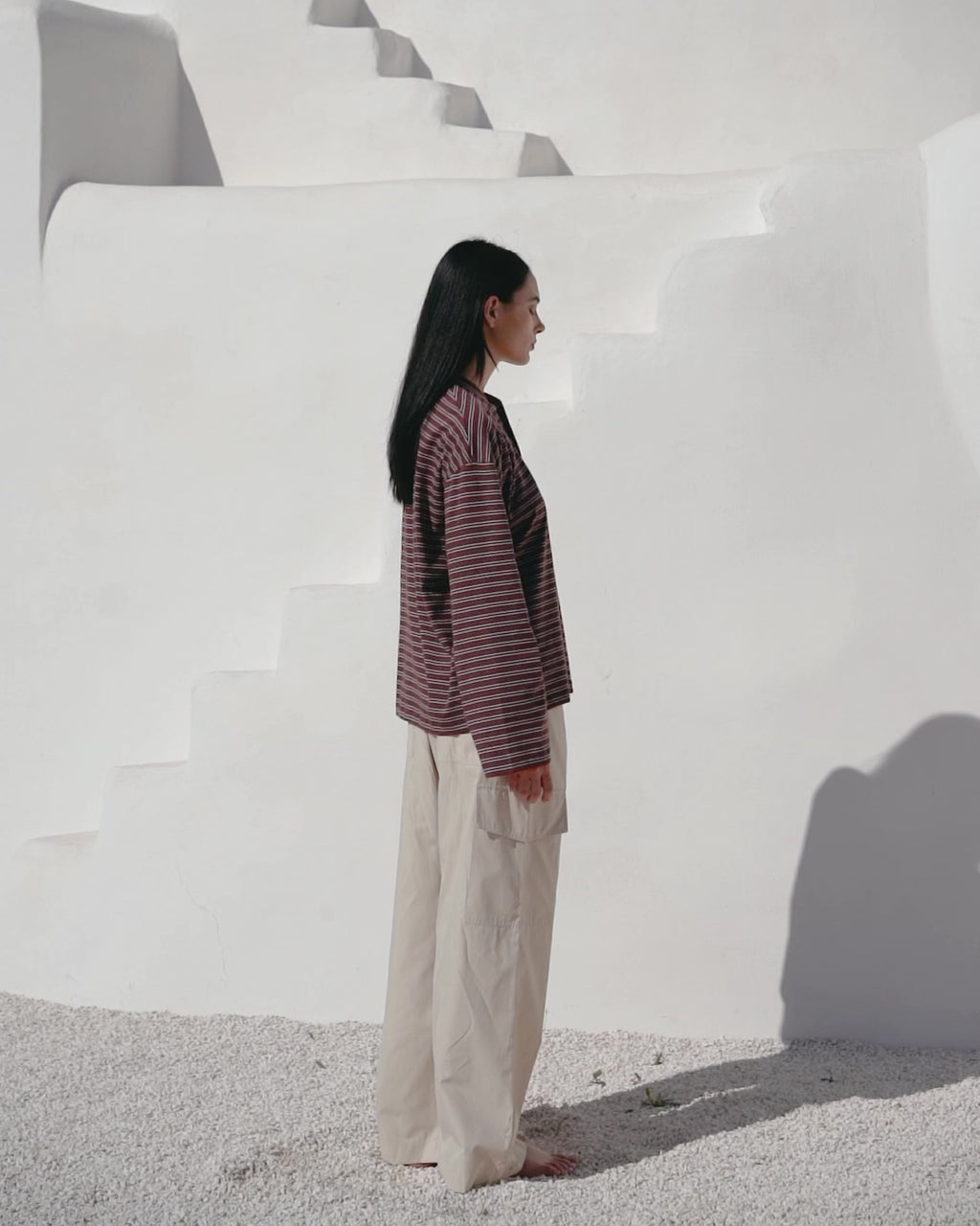 Burgundy striped Serafino