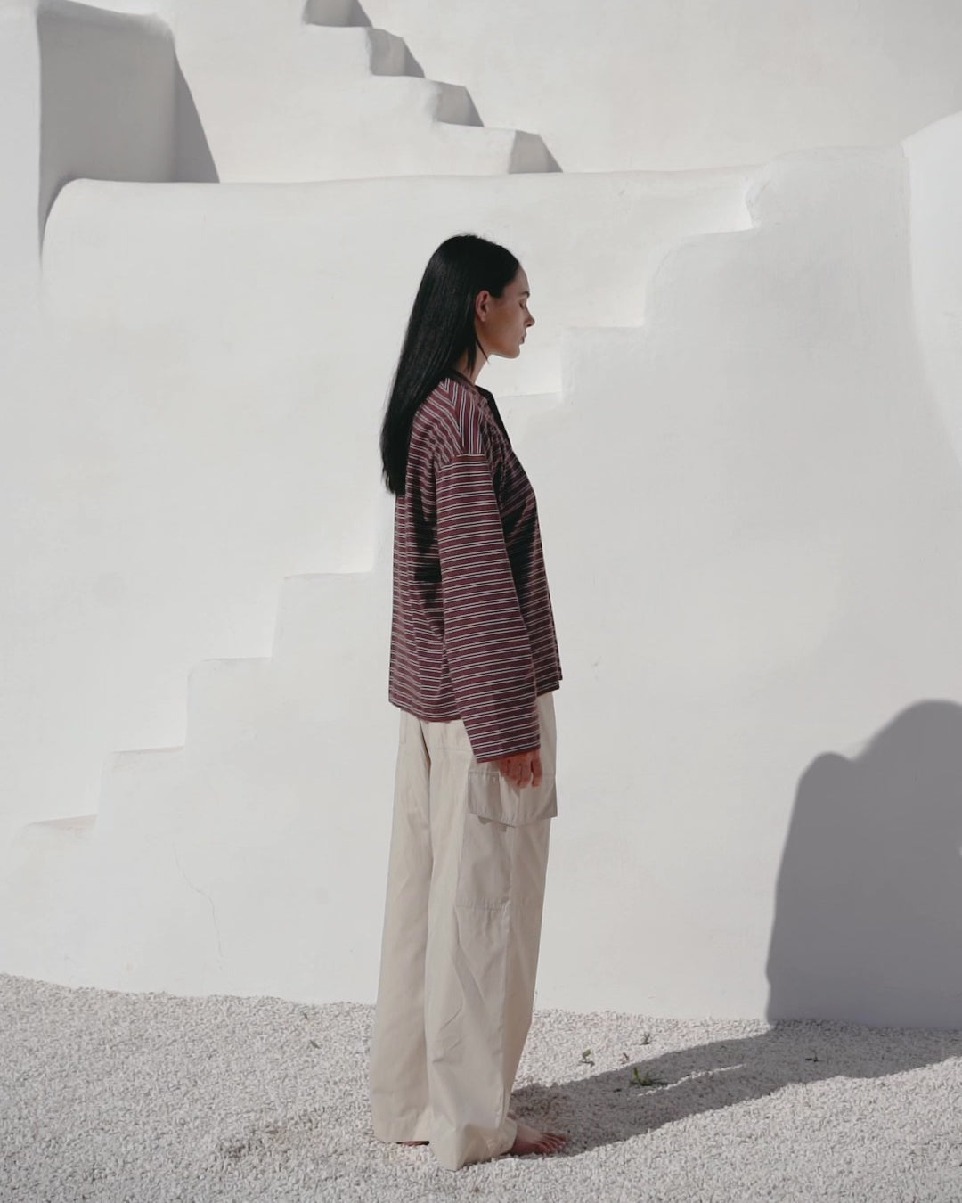 Burgundy striped Serafino