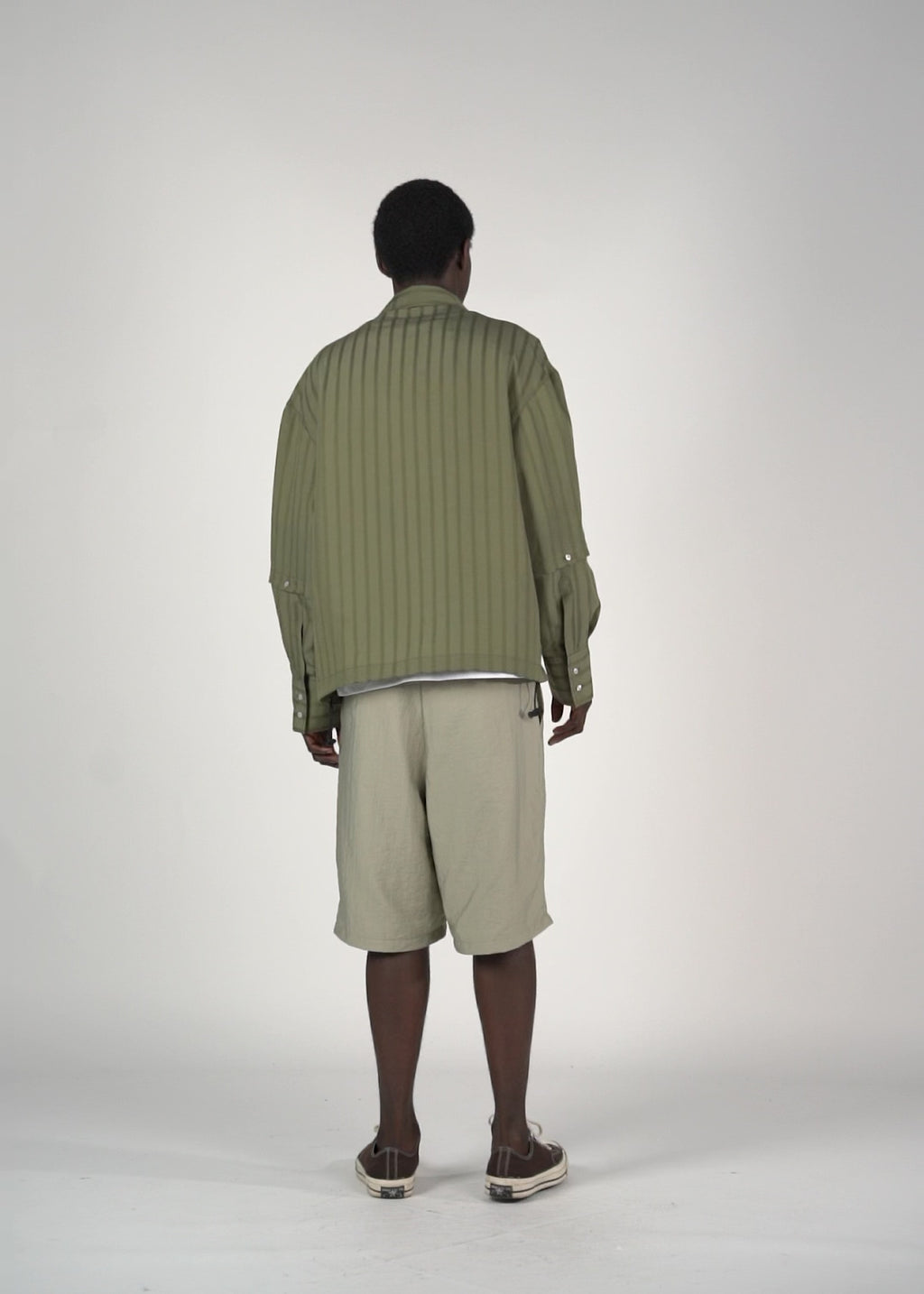 Camicia 2IN1 gessato verde