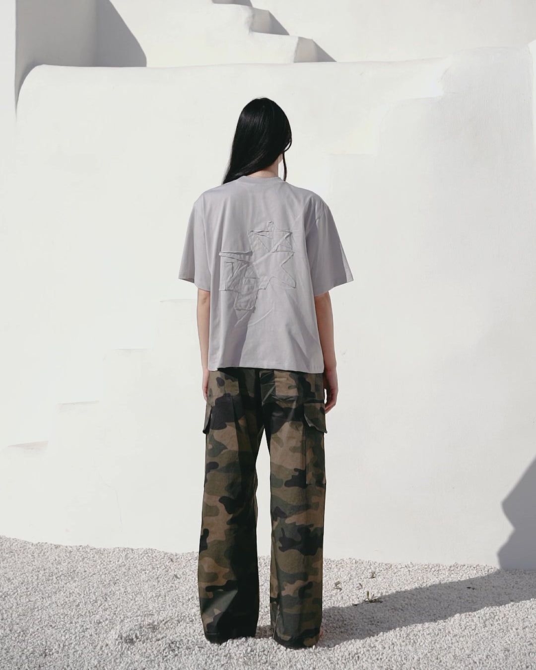 Grey embroidered tee