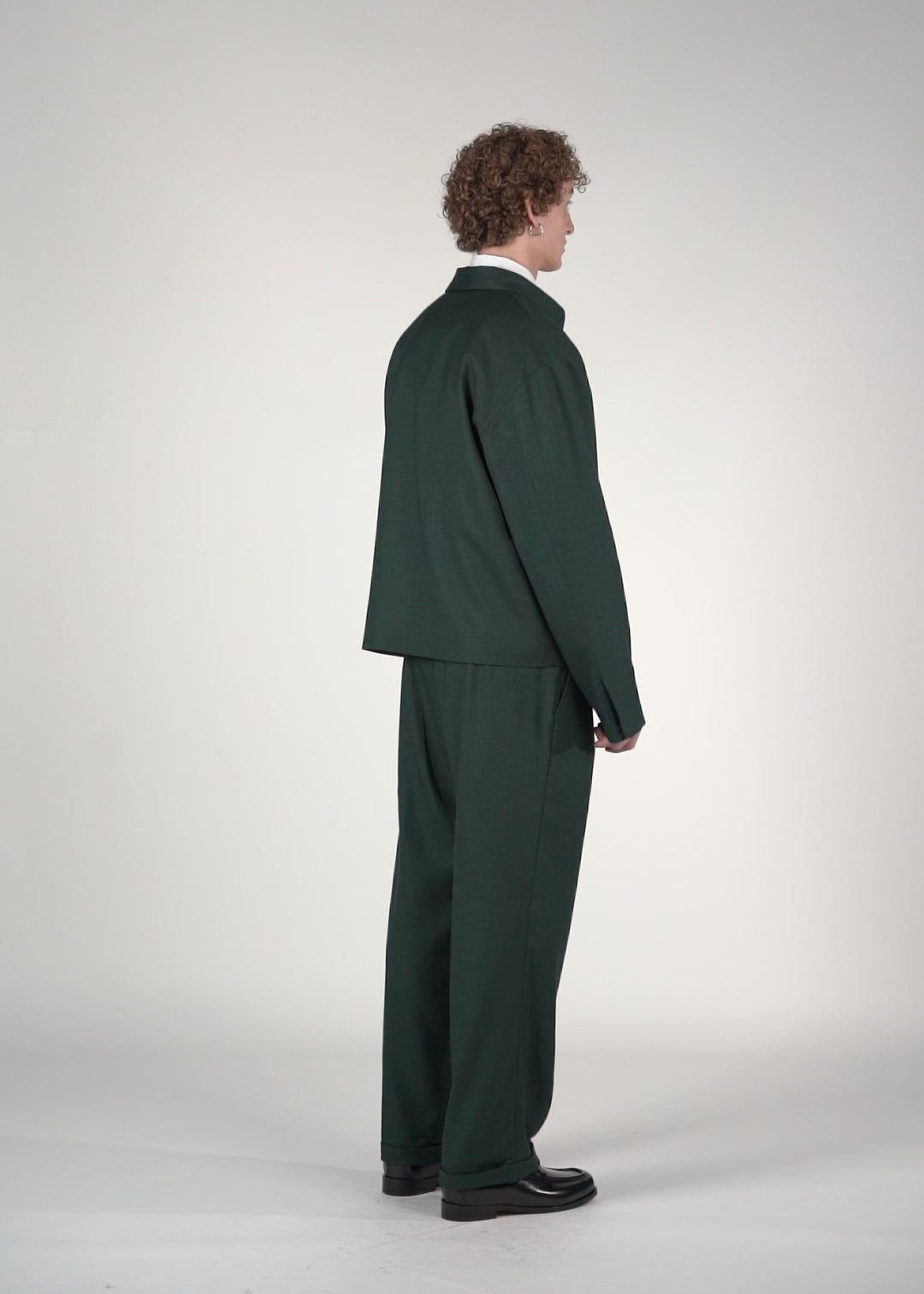 Giacca full zip verde melange